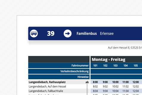 Fahrplan »Linie 39« herunterladen