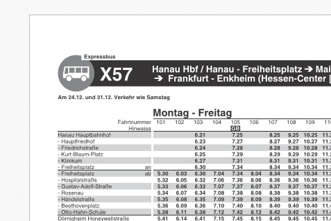 Fahrplan »Linie X57« herunterladen